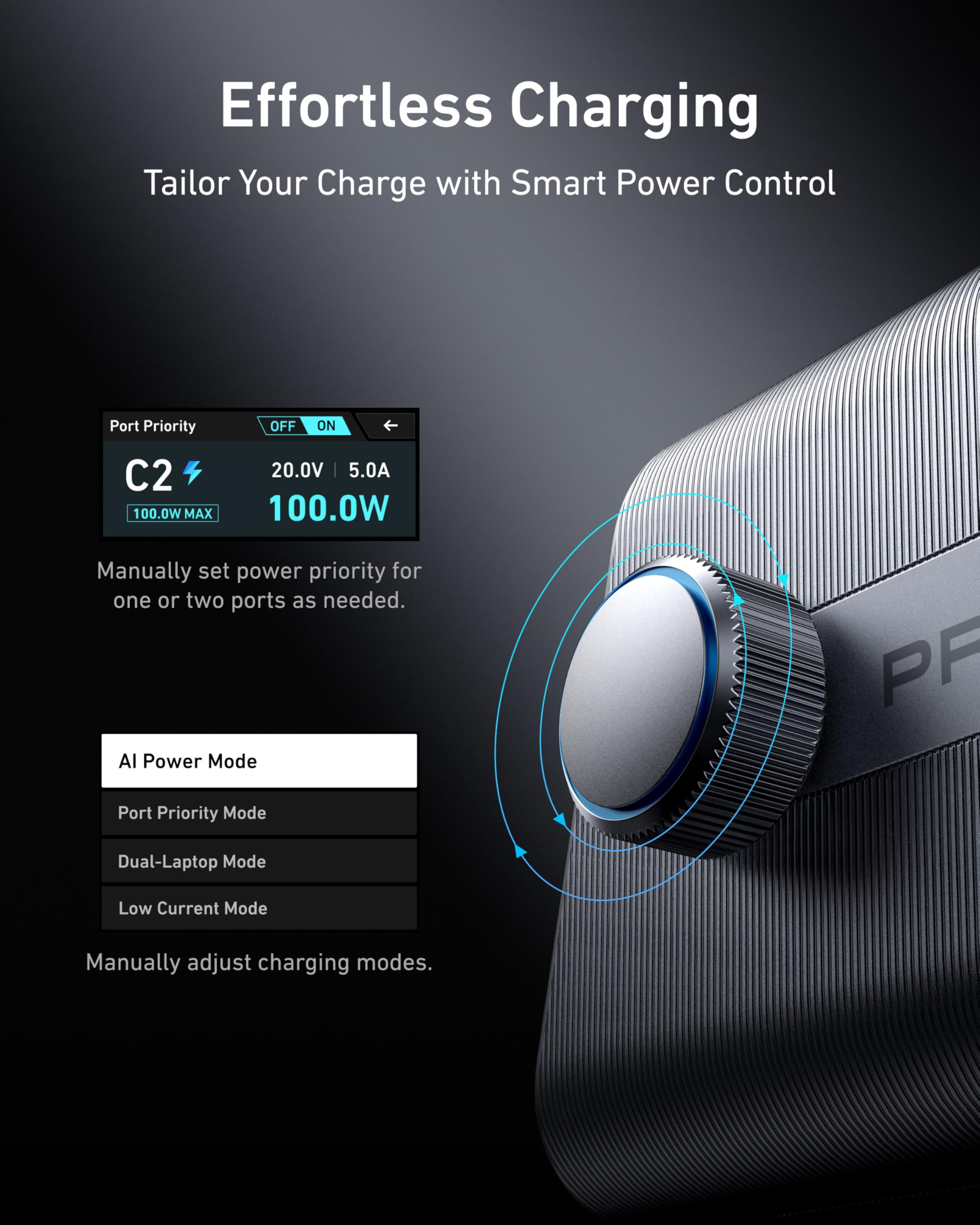 250W USB C Charger, Ultra-Fast 6-Port GaN Charging Station,Smart Control Dial, Compatible with MacBook Pro/Air, iPhone, Pixel, Galaxy, and More